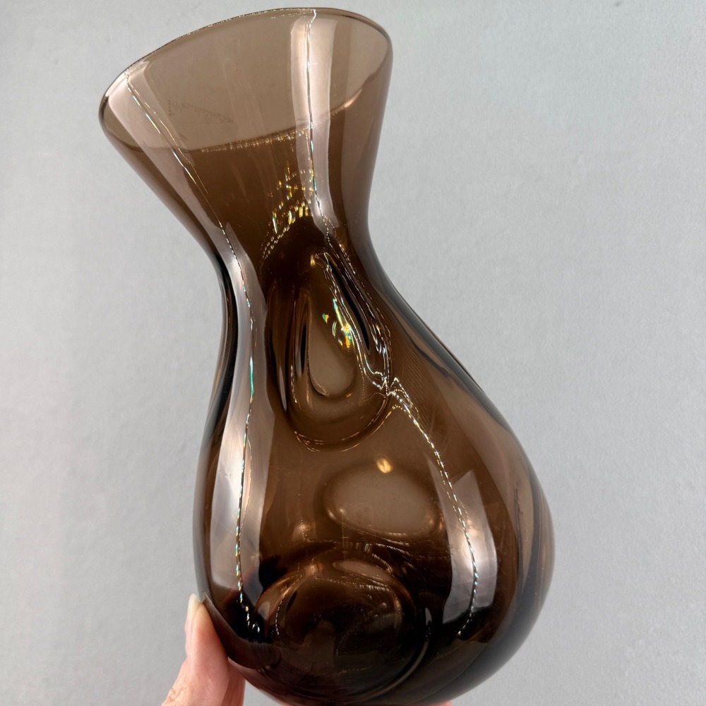 Viking Glass 7456 Pulled Circle‎ Vase 1974 Brown Smoke Art Glass 1 Year Only